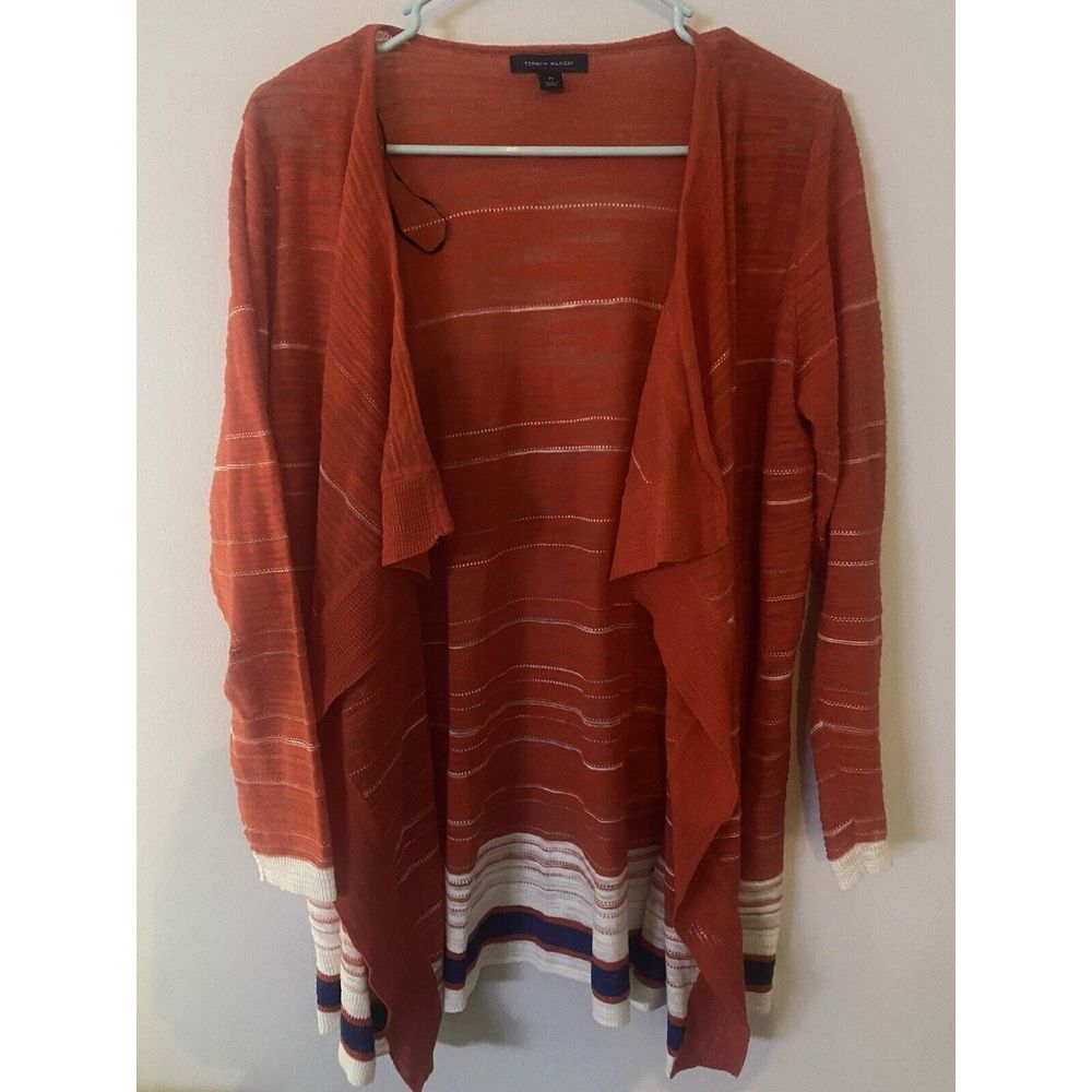 NWT Tommy Hilfiger Striped Fly-Away Cardigan Sweater Sail Away Size M